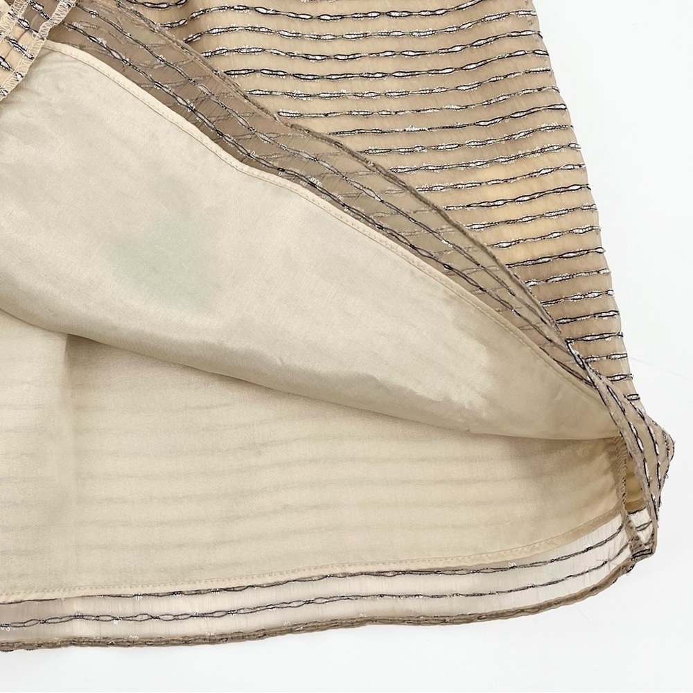 BCBGeneration Beige Shimmer Strapless Peplum Dres… - image 7